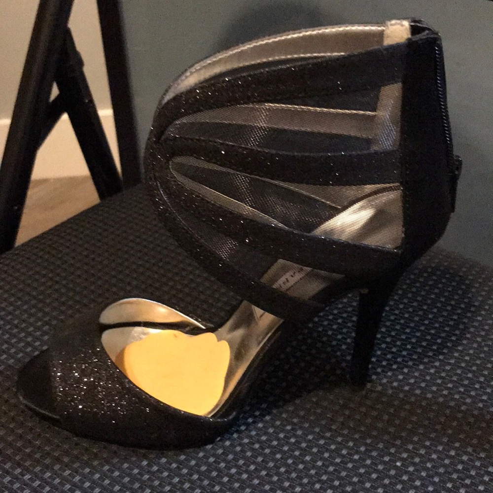 Black open toe heels